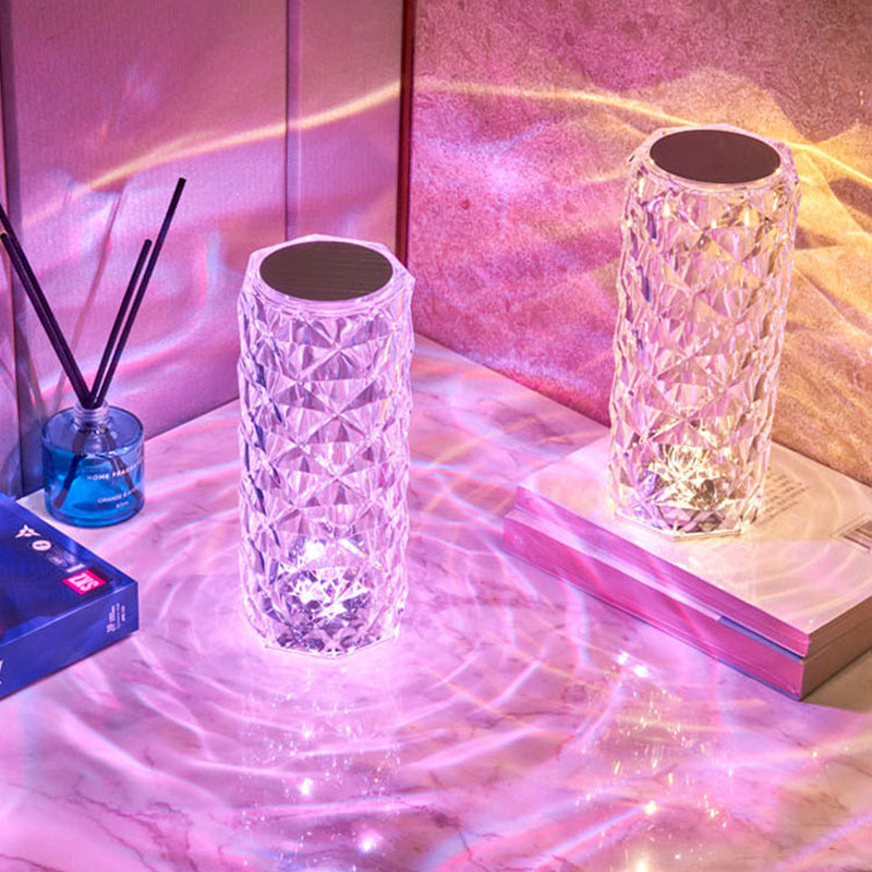 LED Crystal Table Lamp // 16 Color Changing Touch Lamp USB Romantic Rose Diamond Table Lamps