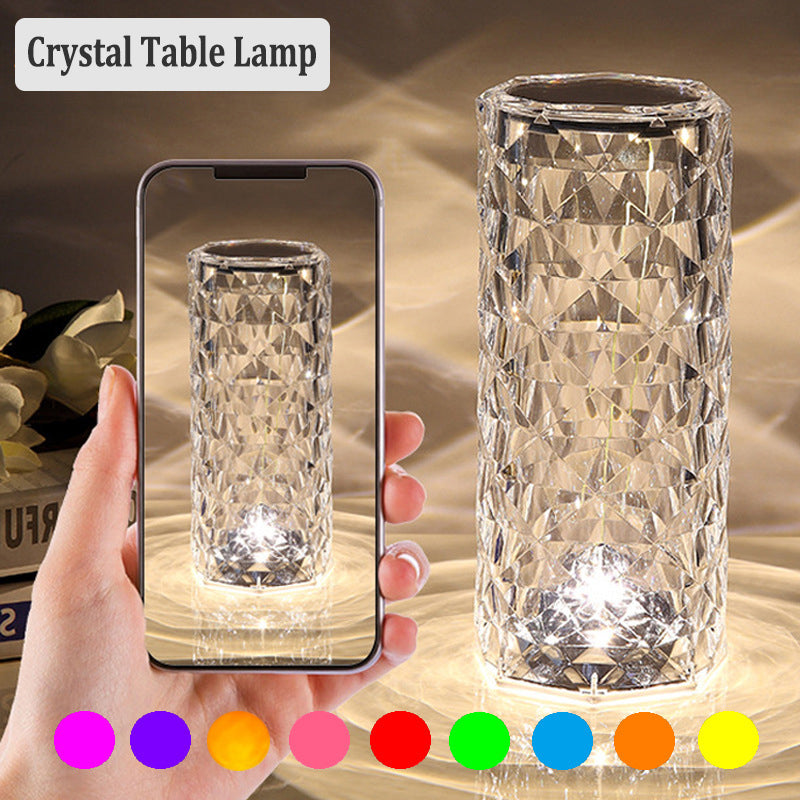 LED Crystal Table Lamp // 16 Color Changing Touch Lamp USB Romantic Rose Diamond Table Lamps
