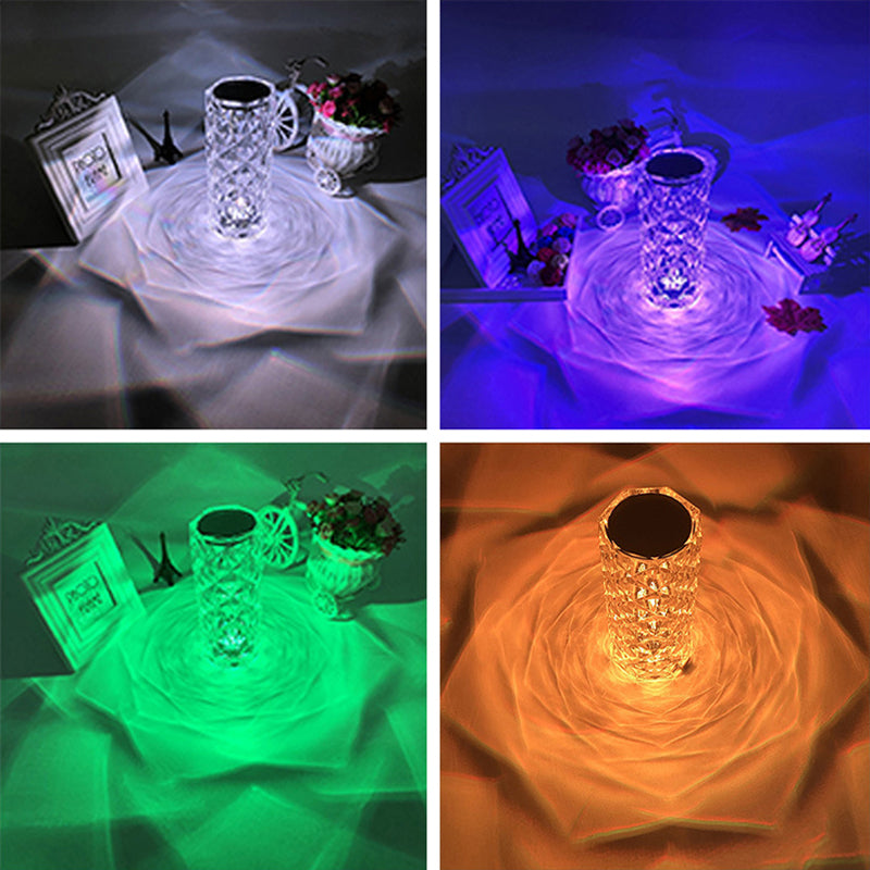 LED Crystal Table Lamp // 16 Color Changing Touch Lamp USB Romantic Rose Diamond Table Lamps