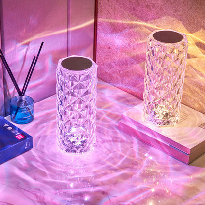 LED Crystal Table Lamp // 16 Color Changing Touch Lamp USB Romantic Rose Diamond Table Lamps