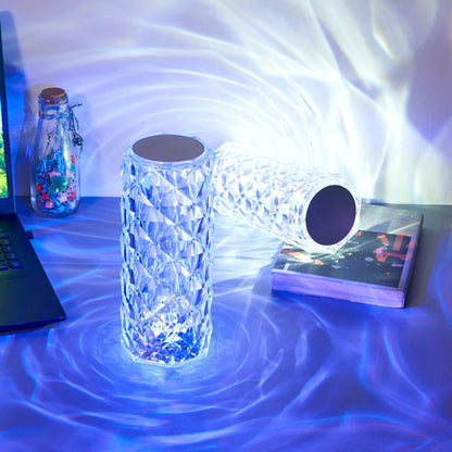 LED Crystal Table Lamp // 16 Color Changing Touch Lamp USB Romantic Rose Diamond Table Lamps
