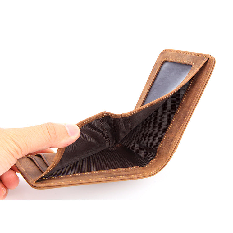RFID Blocking Front Pocket Bifold Wallet, European and American RFID Men's Leather Wallet