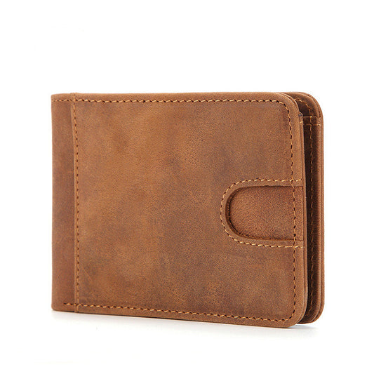 RFID Blocking Front Pocket Bifold Wallet, European and American RFID Men's Leather Wallet