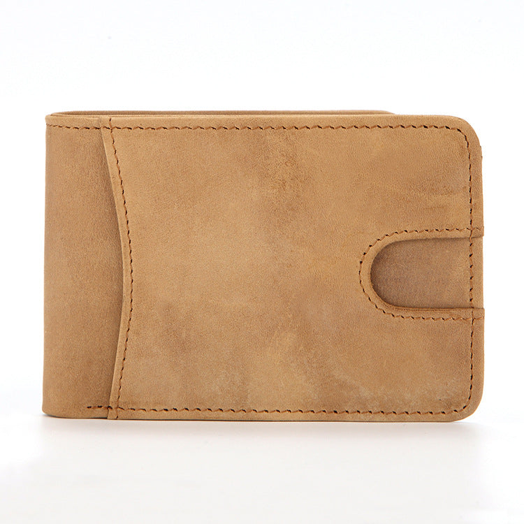 RFID Blocking Front Pocket Bifold Wallet, European and American RFID Men's Leather Wallet