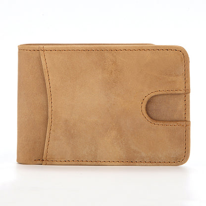 RFID Blocking Front Pocket Bifold Wallet, European and American RFID Men's Leather Wallet