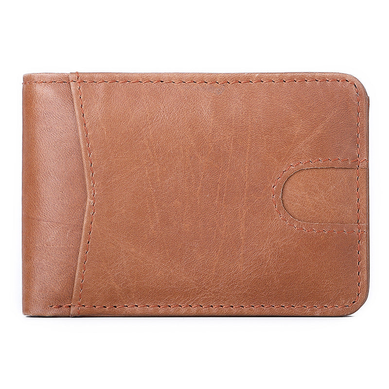 RFID Blocking Front Pocket Bifold Wallet, European and American RFID Men's Leather Wallet