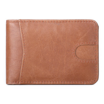 RFID Blocking Front Pocket Bifold Wallet, European and American RFID Men's Leather Wallet